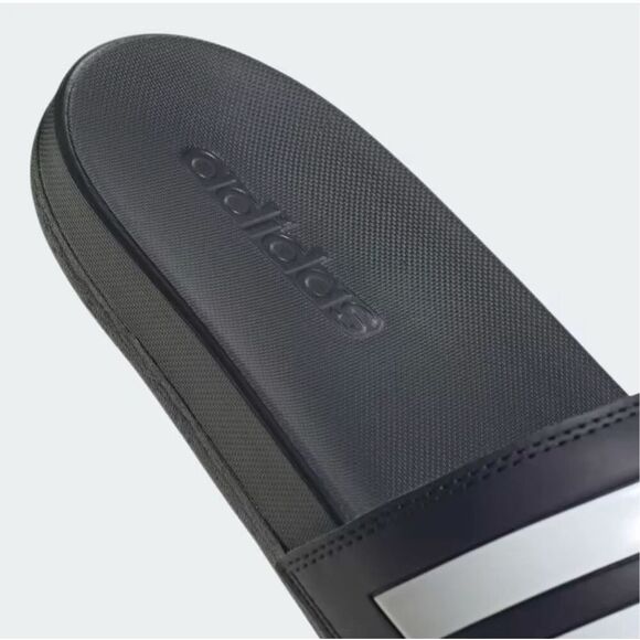 NWT ADIDAS Slides Adilette Comfort Black White Stripes Unisex Men’s 5 Women’s 6 - Picture 8 of 9